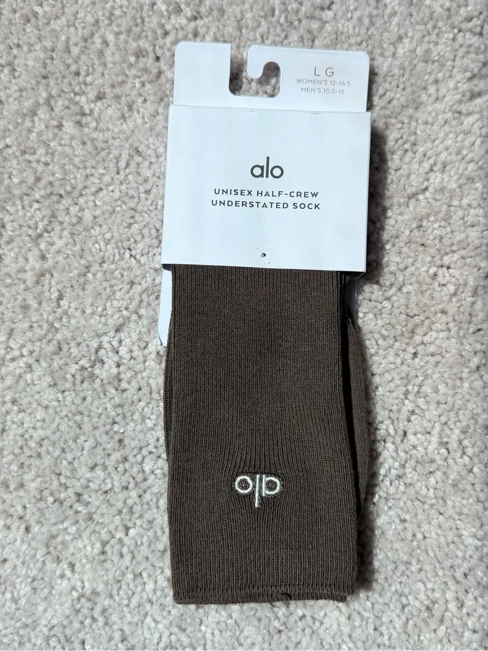 Alo Unisex Half Crew Understated Sock - Espresso